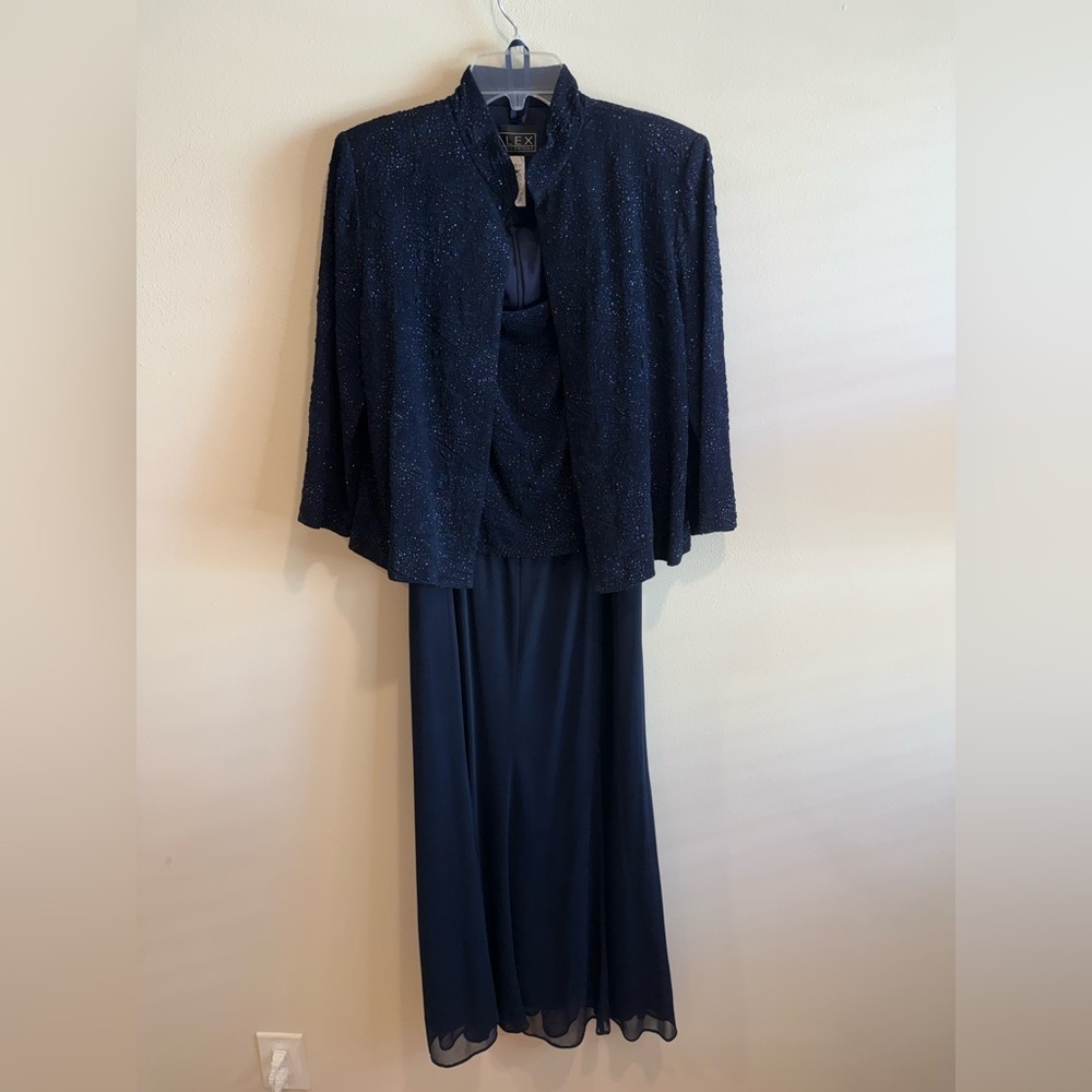 Alex Evenings Midnight Blue Dress with Sparkle for Mother of the Bride/Groom